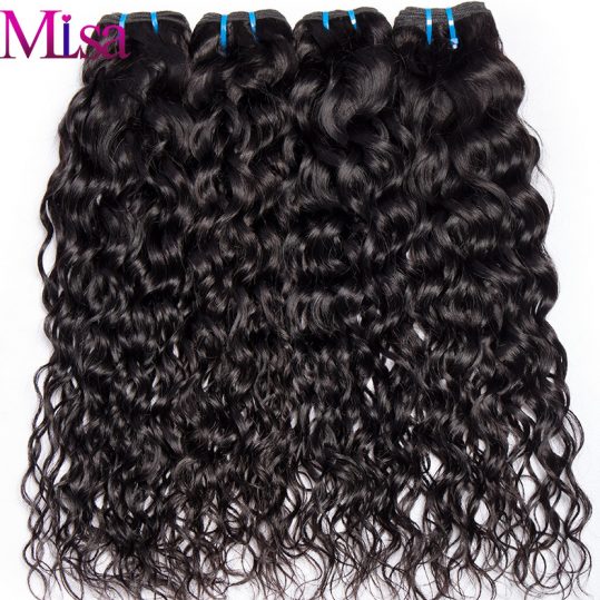 Mi Lisa Hair Malaysian Water Wave Human Hair Bundles 1 Piece Non Remy Hair Extensions 10-28 Natural Color Can Buy 3 or 4 Bundles