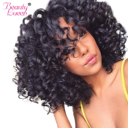 Malaysian Afro Kinky Curly Weave Human Hair Bundles Can Buy 3 / 4 Bundles Hair Extension BEAUTY LUEEN Non-Remy Hair Weaving