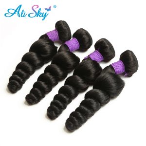 Ali Sky Malaysian Loose Wave Bundles Natural Black Hair Weaving 1pc 100% Human Hair Extensions Can buy 3 or 4 bundles nonremy