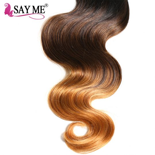 SAY ME Malaysian Body Wave 1b/4/30 Non Remy Can Buy 3 or 4 Bundles Ombre Human Hair Weave Bundles With Lace Frontal Closure