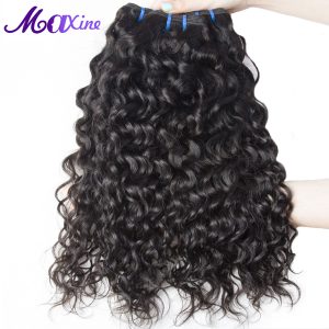 Maxine Hair Malaysian Water Wave 1 Piece 100% Human Hair Weave Bundles Non Remy Hair Extensions 1B Can Be Dyed And Straightened
