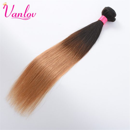 Vanlov Ombre Human Hair Malaysian Straight Hair Weave Bundles Blonde Hair Extension 1 Piece T1B/27 Non Remy Can Buy 3 or 4 PCS