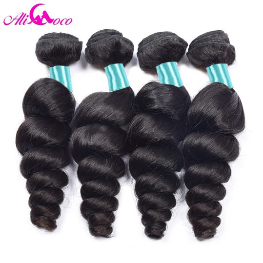 Ali Coco Malaysian Loose Wave Hair Bundles Natural Color 1 Piece 100% Human Hair Weave Non-Remy Hair Can Be Dyed