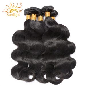 Sunlight Malaysian Body Wave Hair 100% Human Hair Weave Bundles Non Remy Hair Weaving 1PC Natural Black Can Buy 3 or 4 Bundles