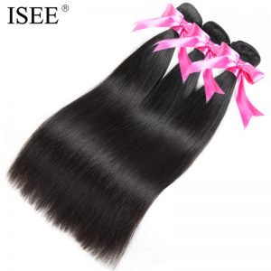 ISEE HAIR Malaysian Straight Hair 100% Human Hair Bundles Non-Remy Hair Extension Natural Color Can Buy 3 or 4 Bundles