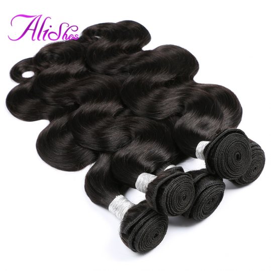 Alishes Hair Malaysian Body Wave Bundles Natural Color Non-Remy Hair Weave 100% Human Hair Bundles Free Shippping