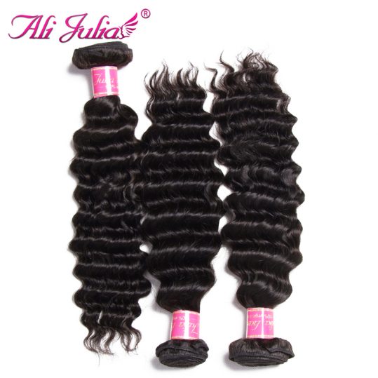 Ali Julia Hair Malaysian Deep Wave Human Non Remy Hair Bundles 12''-26'' Natural Color 1 Piece Extension