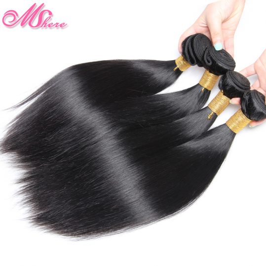 Malaysian Straight Human Hair Weave Bundle 1Pcs Non Remy Hair Extension Natural Black 1B# Can Be Dyed Bleached Mshere Hair Weft