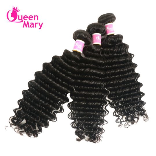 Queen Mary Malaysian Deep Wave Hair Weave Bundles 100% Human Hair Weaving 1PCS Natural Color 10"-26" Non-Remy Hair Bundles
