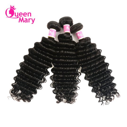Queen Mary Malaysian Deep Wave Hair Weave Bundles 100% Human Hair Weaving 1PCS Natural Color 10"-26" Non-Remy Hair Bundles