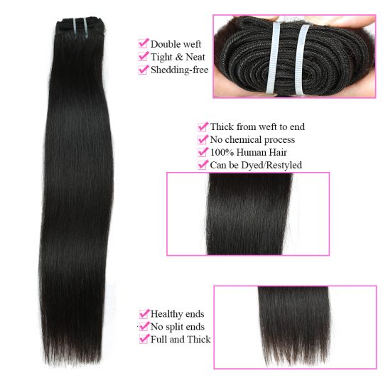 Queen like Hair Products 1 Piece 100% Natural Human Hair Weave Bundles 8-28 Inch Non Remy Natural Color Malaysian Straight Hair