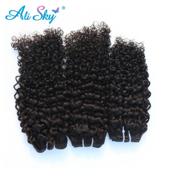 Ali Sky Malaysian Kinky Curly nonremy Hair Weaving Bundles Human Hair Extensions Natural Black Can Buy 3 Or 4 Piece thick weft