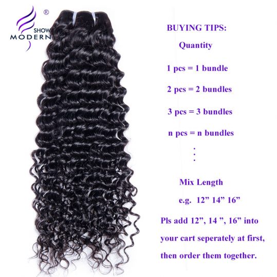 Modern Show Hair Malaysian Curly Weave Human Hair Bundles 1Pcs Only Black Hair Extensions Non-Remy Hair Can Buy 3 Or 4 Bundles