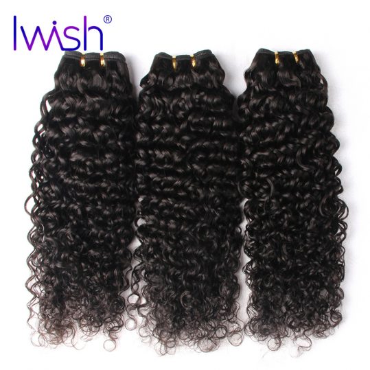 Iwish Malaysian Curly Hair Weave Bundles 1 Piece Non-remy Human Hair Weaving Natural Color 10-28inch Free Shipping