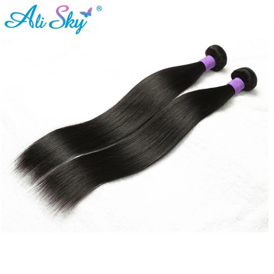 Indian Remy Hair Straight Hair Extensions 1Pcs 100% Human Hair Weave Bundles [Ali Sky] Products Natural Black free shipping 1b