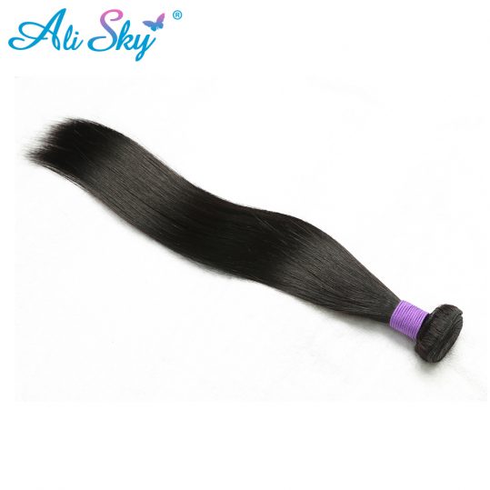 Indian Remy Hair Straight Hair Extensions 1Pcs 100% Human Hair Weave Bundles [Ali Sky] Products Natural Black free shipping 1b