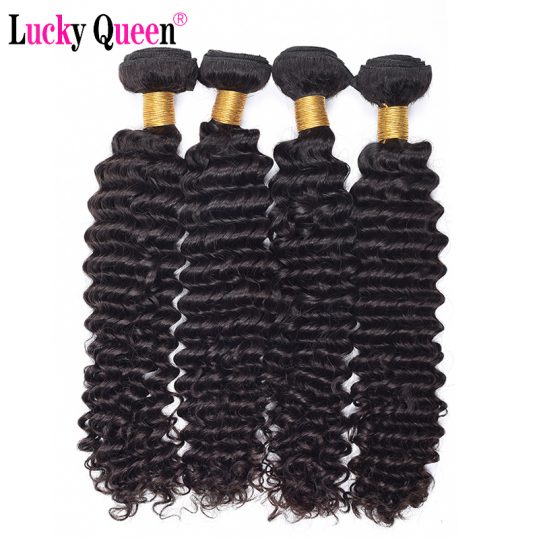 Lucky Queen Hair Products Indian Deep Wave 100% Human Hair Bundles 8"-28" Natural Color 1PC Remy Hair Free Shipping