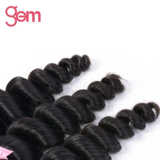 Indian Remy Hair Loose Wave Hair Extensions 1Pcs 100% Human Hair Weave Bundles GEM BEAUTY SUPPLY Hair Products Natural Black 1b