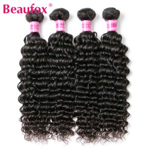 Beaufox Indian Deep Wave Bundles 100% Remy Human Hair Weave 8-28 Inches Natural Color Can Buy 3 Or 4 pcs Free Shipping