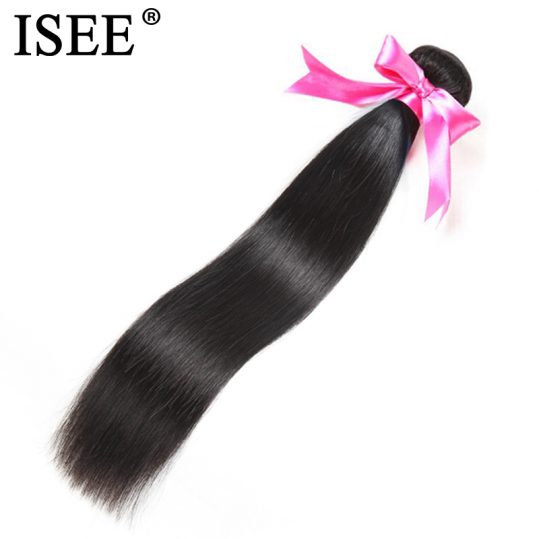 ISEE Indian Straight Hair Weave Bundles 10-26 Inch Hair Extension 100% Remy Human Hair Weave Can Be Dyed