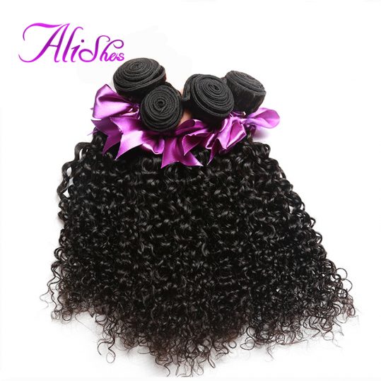 Alishes Hair Indian Curly Weave Human Hair Bundles 100g 10-28 inches Natural Color Remy Hair Extensions Free Shipping