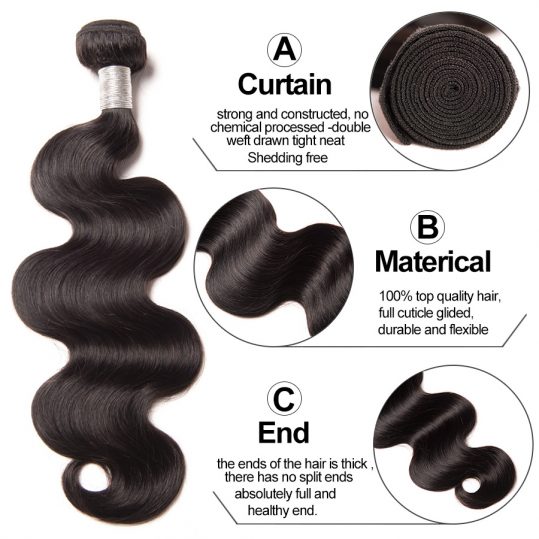 RXY Body Wave Hair Indian Remy Hair Bundles 1PC Natural Color 100% Human Hair Bundles Double Weft  10''-28'' Can Be Permed