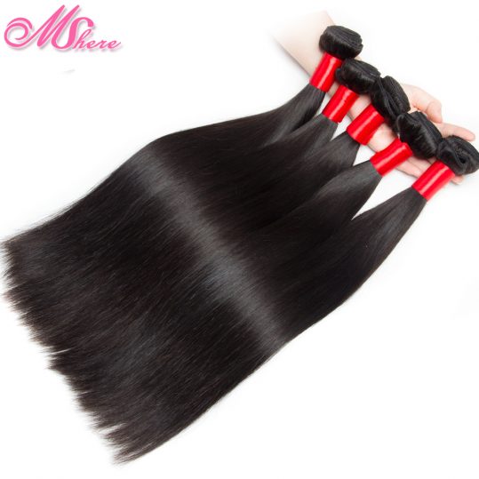 Mshere Hair Indian Straight Hair Weave Bundle 100% Human Hair Extensions 1PCS Remy Hair Double Weft Natural Black Can Be Colored