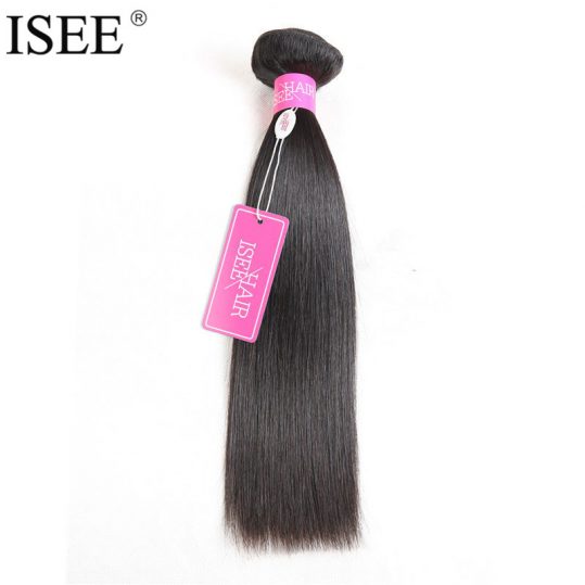 ISEE Indian Virgin Hair Straight Human Hair Extensions 10-26 Inch Free Shipping Machine Double Weft
