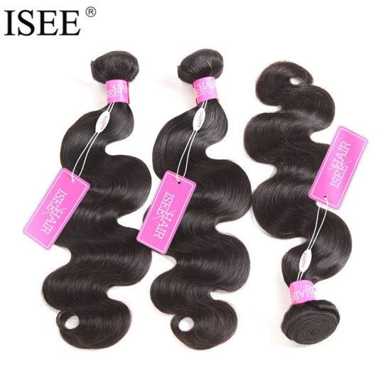 ISEE Indian Virgin Hair Body Wave 100% Unprocessed Human Hair Weave Bundles No Tangle Free Shipping Machine Double Weft