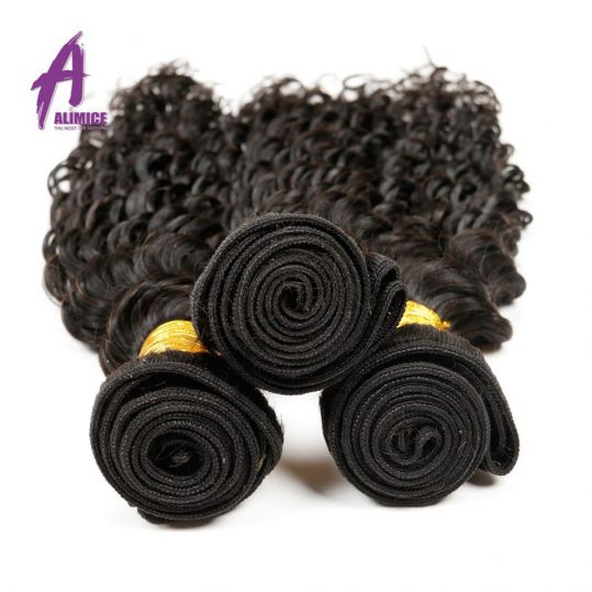 Alimice Indian Deep Wave 100% Human Hair Weave Bundles Non-Remy Hair Natural Color 8-26inch Can Buy 3/4 Bundles Free Shipping