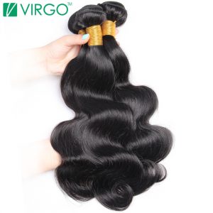 Virgo Raw Indian Body Wave Human Hair Weave Bundles 1 Piece Non Remy Hair Bundle Hair Extensions 1B Natural Black Can Be Dyed