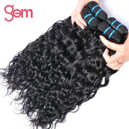 Indian Water Wave Hair Extensions 100% Human Hair Weave 1 Bundle GEM BEAUTY Supply Non-remy Hair Natural Color 1b Can be Dyed