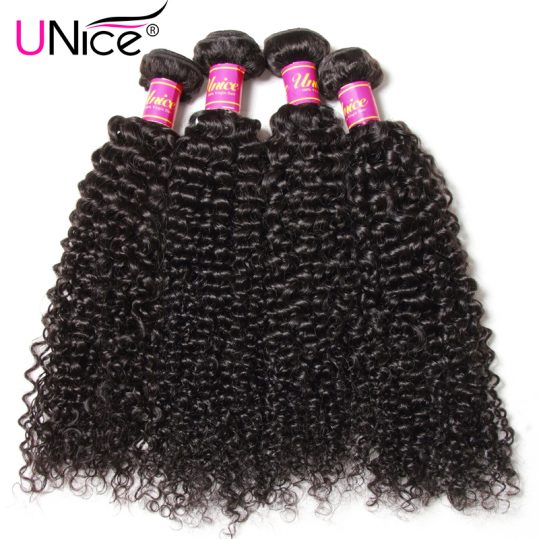 UNice Hair Company Indian Curly Hair Bundles Non Remy Hair Weave Natural Human Hair Extensions 1 Piece Can Buy 3 or 4 Bundles