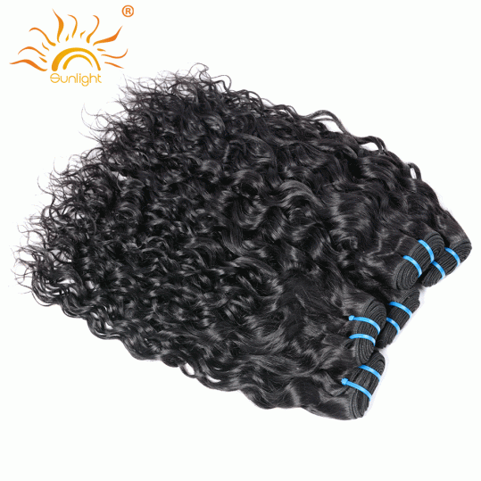 Indian Water Wave Human Hair Extensions 8"-28" Natural Black 1 Piece Non-Remy Hair Weave Bundles Sunlight Human Hair Can Be Dyed
