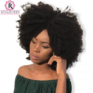 Mongolian Afro Kinky Curly Hair Weave 4B 4C Natural Color Remy Human Hair Bundles 1 Piece Rosa Queen Hair Products