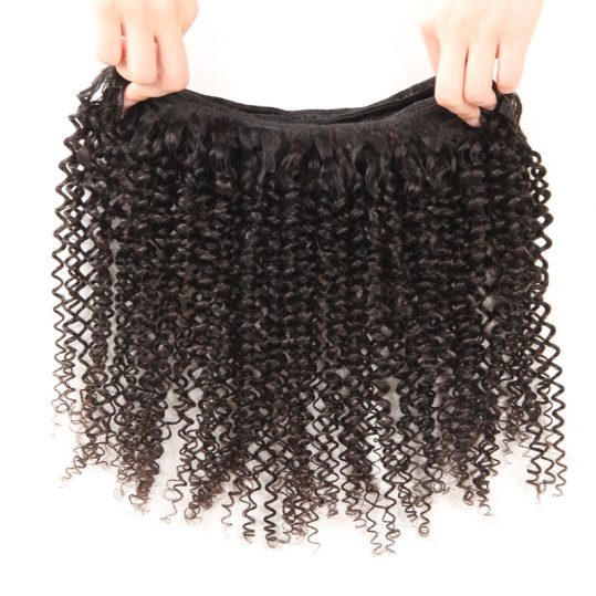 ISEE Mongolian Kinky Curly Hair Extension 100% Remy Human Hair Weaving Bundles Machine Double Weft Nature Color