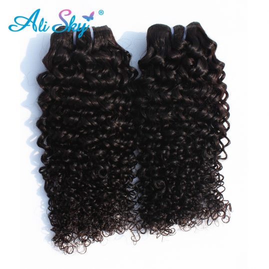Ali Sky Mongolian nonremy kinky curly human hair weaves 1piece can buy 3or4 bundles natural back thick weft for black women