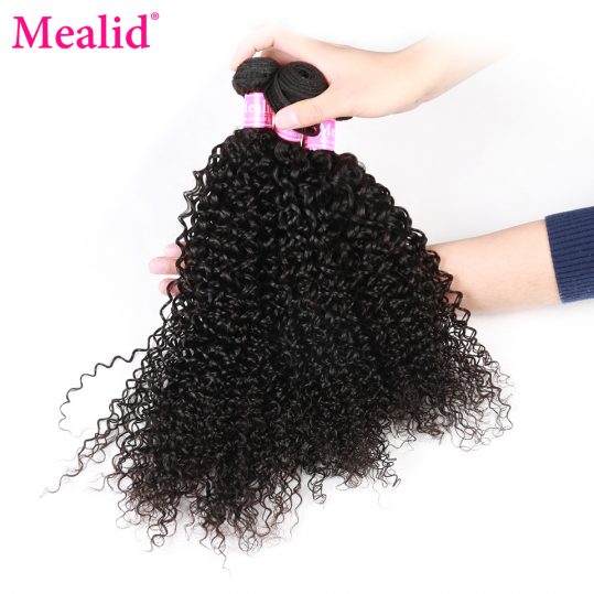 [Mealid] Mongolian Kinky Curly Weave Human Hair 1 Piece Only Can Buy 3 Or 4 Bundles Non-remy Natural Color 8-28" Hair Extensions