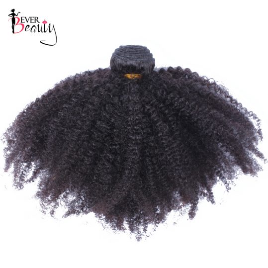 Mongolian Afro Kinky Curly Weave Human Hair Extensions 4B 4C Non-remy Hair 1 Bundle Natural Black 10-22inch Ever Beauty