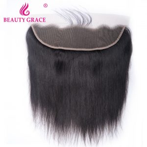 Beauty Grace Brazilian 13x4 Ear To Ear Pre Plucked Lace Frontal Closure Straight With Baby Hair Remy Human Hair Free Part