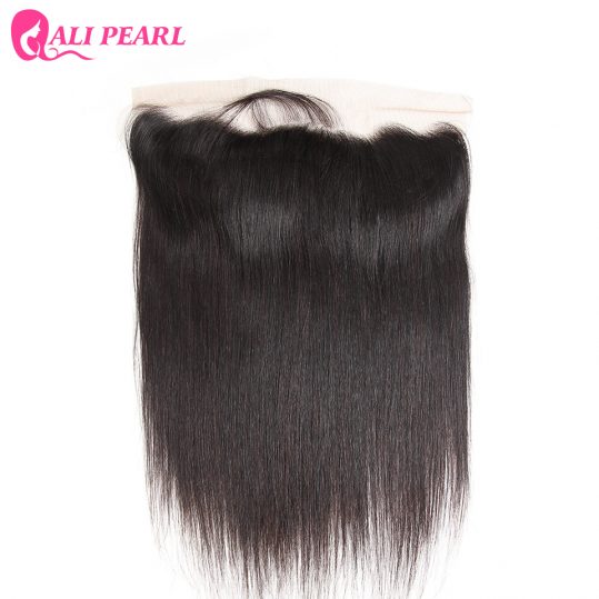 AliPearl Hair Ear to Ear Lace Frontal Closure 13X4 with Baby Hair Pre Plucked Brazilian Straight Human Hair Free Part Remy Hair