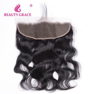 Beauty Grace Brazilian Body Wave 13x4 Ear To Ear Pre Plucked Lace Frontal Closure With Baby Hair Remy Human Hair Free Part
