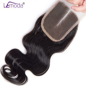 Le Moda Lace Closure Brazilian Body Wave Closure Middle Part 1pc Remy Hair 130% Density Can Be Dyed And Bleached