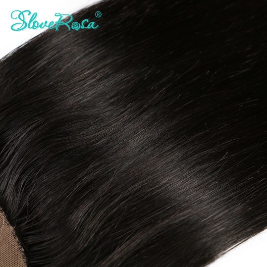 Slove Rosa Silk Base Closure Straight Free Part Brazilian Remy Human Hair 4x4 Middle Brown Lace Bleached Knots With Baby Hair