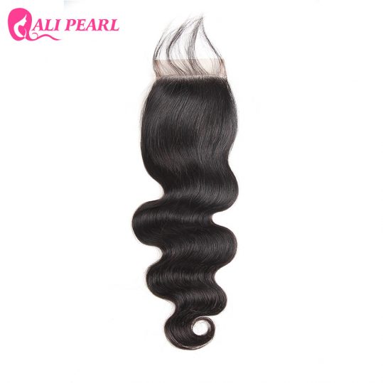 AliPearl Hair 100% Human Hair Lace Closure Brazilian Body Wave 4X4 inch Free Part Remy Natural Color 130% Density Free shipping