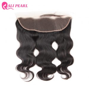 AliPearl Hair Brazilian Body Wave Lace Frontal Closure 13X4 with Baby Hair Human Hair Free Part Color 1b Remy Hair Free Shipping
