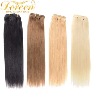 Doreen Full Head Brazilian Remy Hair 70Gram 7Pcs #60 Blonde 16inch-22inch Natural Straight Clip In Human Hair Extensions
