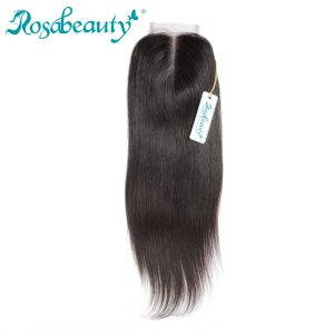 Rosabeauty Lace Closure Brazilian Straight Human Remy Hair Natural Color 4x4 Middle Part with baby hair Shipping Free