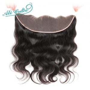 ALI GRACE Hair Brazilian Body Wave Lace Frontal 13X4 Ear To Ear Free Part Remy Human Hair Closure Natural Color 10-20 Inch