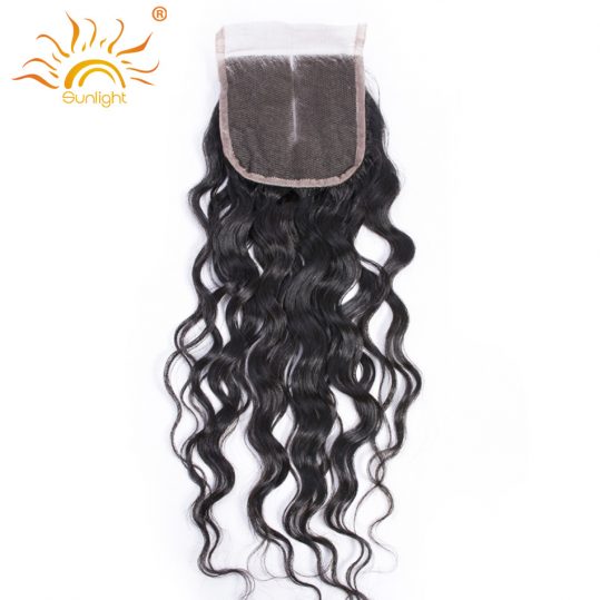 Sunlight Human Hair Lace Closure Brazilian Water Wave Remy Hair Natural Color 100% Human Hair Middle Part 4''x 4'' Free Shipping
